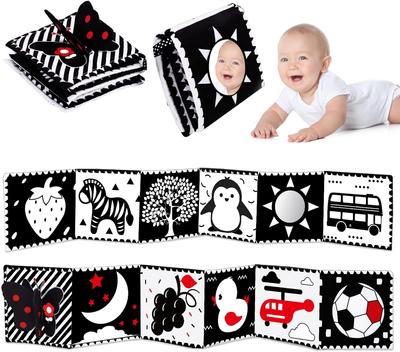 Baby Black and White Bed Wrap Book with BB Is Called Tear Baby Cloth Book Crib Toy