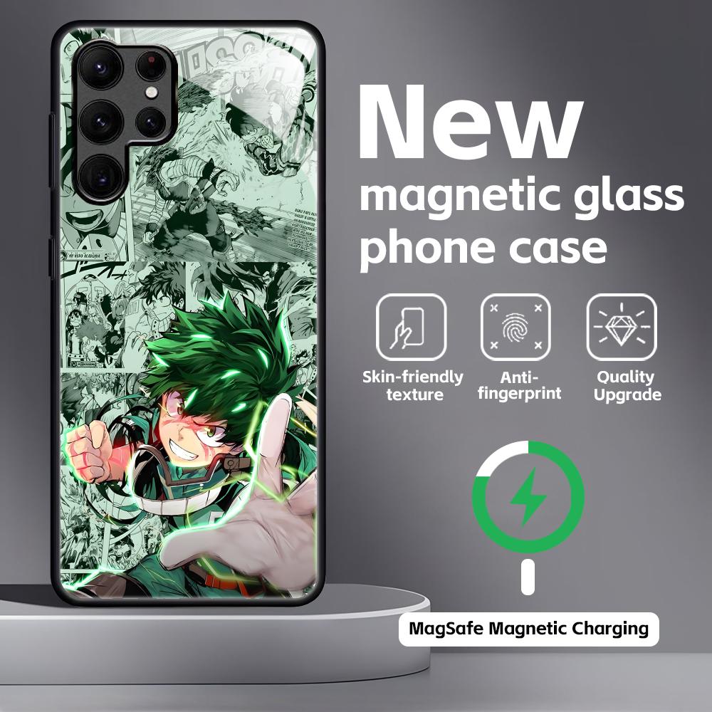 Deku My Hero Academia  Phone Case For Samsung S25 S24 S23 S22 S21 S20 Plus Ultra Note20 Glass Magnetic Case