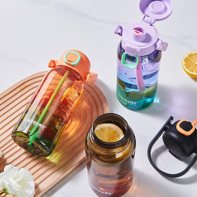 Farbverlauf Wasserbecher, ohne Lack, neue Doppeltrink-Tragflasche für Fitness, Outdoor-Sport, große Kapazität mit Skala