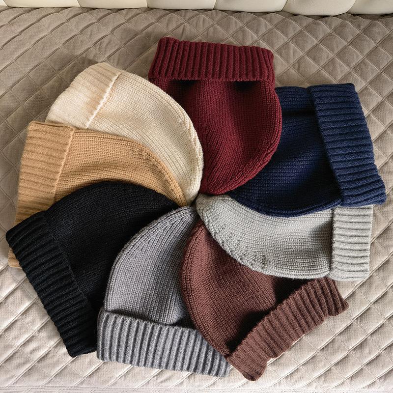 

Шерстяная шапка, теплая шапка, вязаная шапка с вышивкой, осенне-зимняя однотонная универсальная теплая мужская и женская шапка-дыня из меха one size fits all светло-серый