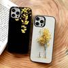Ginkgo Leaves Phone Case For iPhone 17,16,15,14,13,12,11 Plus,Pro Max,XS,Colored Silver Plated Inside Cover