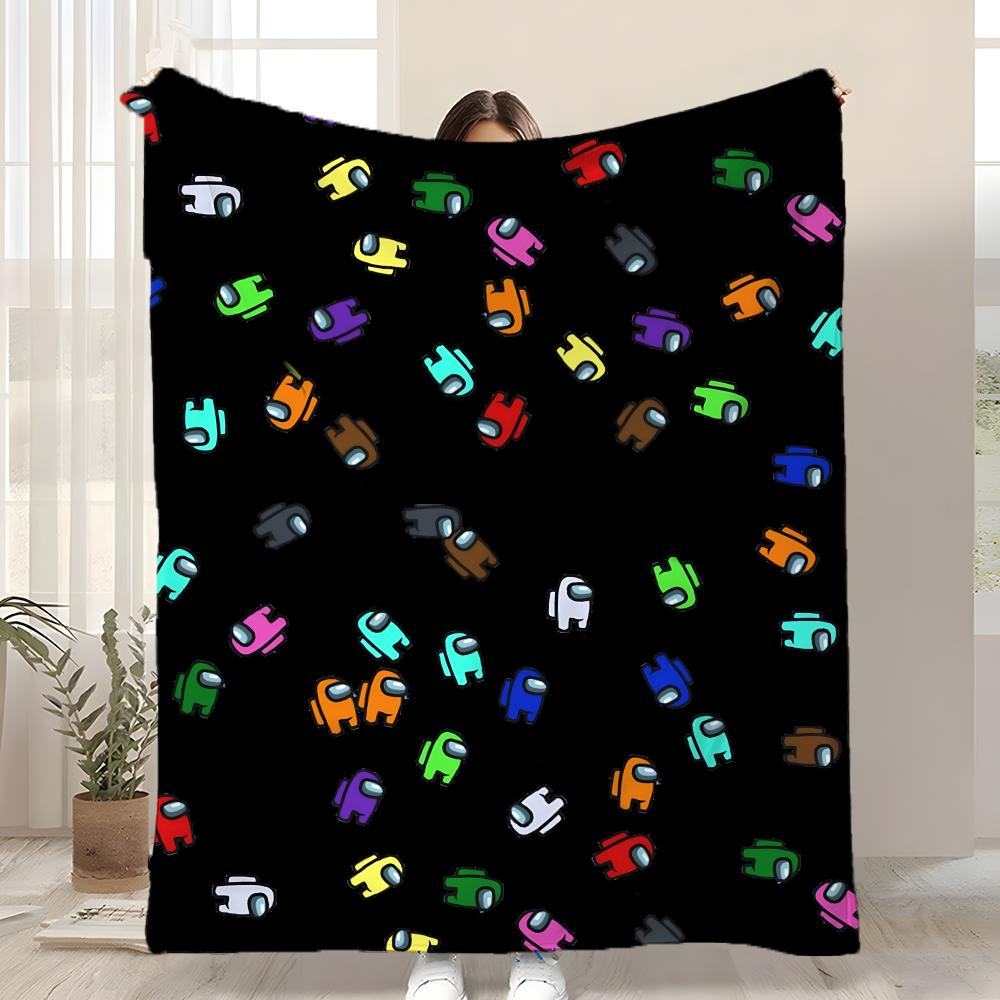 Game A-AMonG Us Throw Kid-Friendly Flannel Throw Blanket Soft Warm Anti-Static Washable All Season
