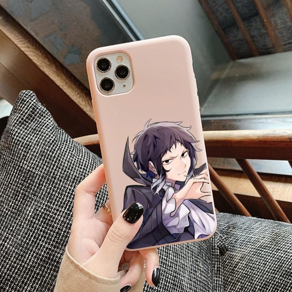 Anime Bungou Stray Dogs Phone Case for iPhone 14 11 12 13 Mini Pro Xs Max 8 7 6 6S Plus X XR Solid Candy Color Case