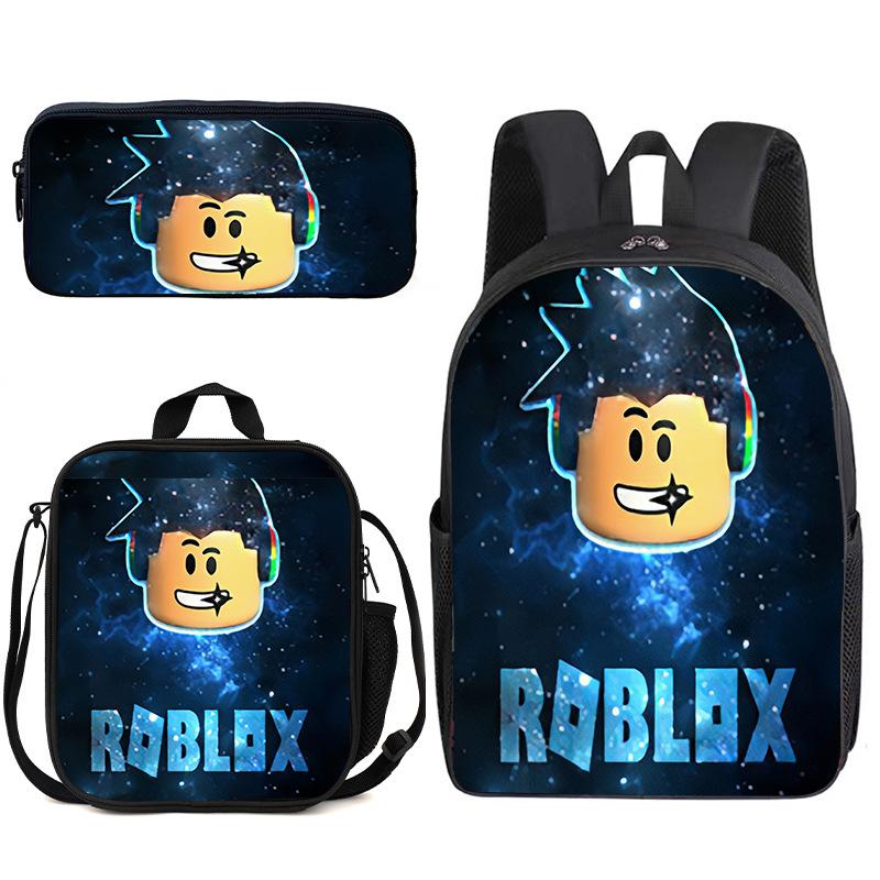 Zaino Anime 3D Tre Pezzi Roblox Zaino Studente Borsa Pranzo Astuccio Zaino Scolastico Stampato