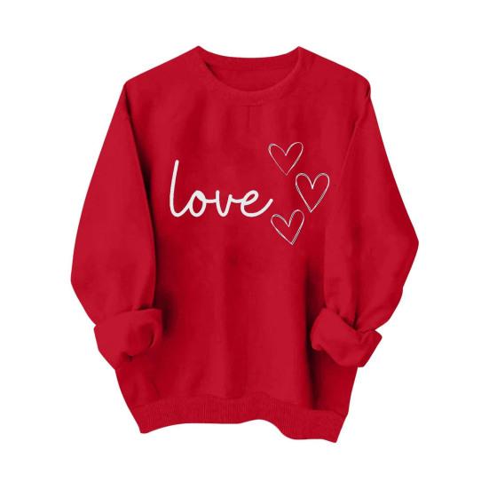 Valentinstag Sweatshirt für Damen Liebesherz Grafik Pullover Rundhalsausschnitt Oberteile Herbst Lässige Langarmshirts