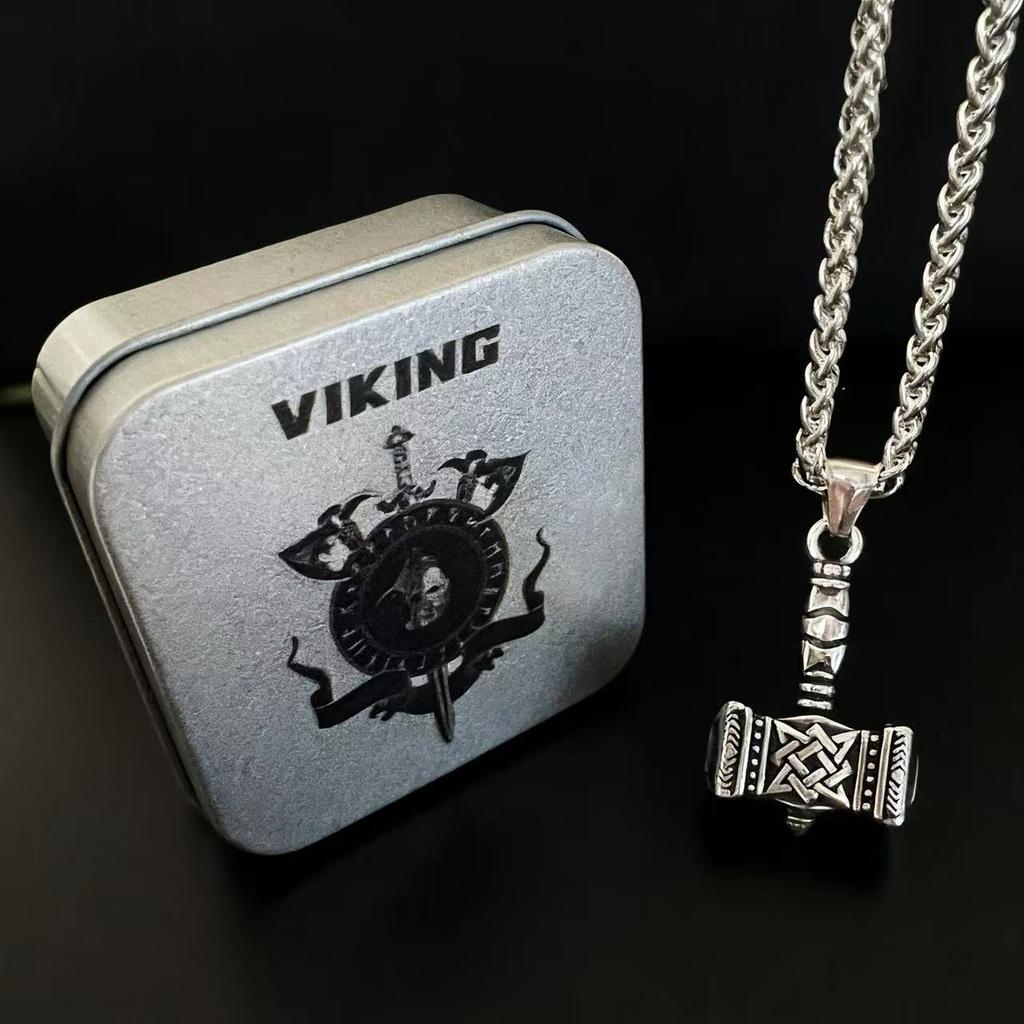 316L Stainless Steel Mjolnir Thor Hammer Pendant Necklace Viking Jewelry Gift For Men Norse Mythology Odin Rune