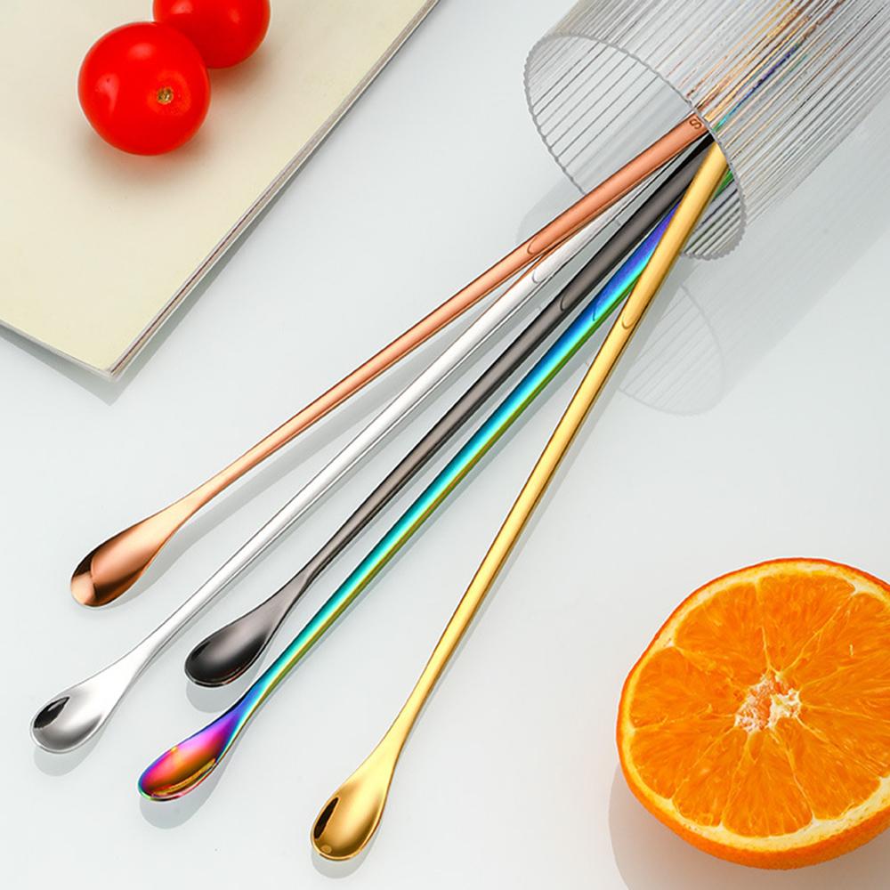4Pcs 304 Stainless Steel 7.68inch Stirring Spoon Juice Ice Cream Scoop Coffee Tea Spoon Bar Tableware Kitchen Tool Seasoning Mixing Dessert