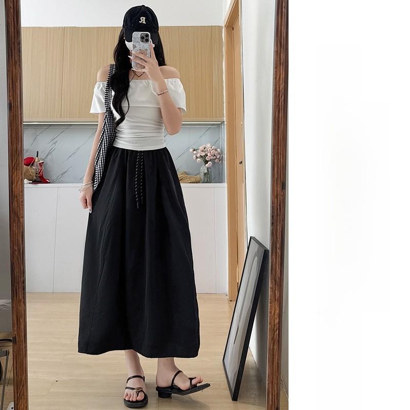 College Style Women A Line Skirt With Nylon Fabric And Tie Detail For Casual Wear