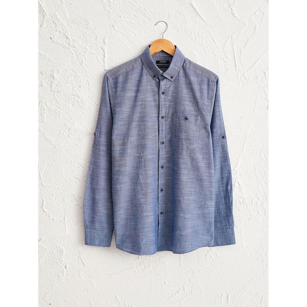Buy Regular Fit Long Sleeve Poplin Shirt Blue 9W1097Z8-D2R at affordable  prices — free shipping, real reviews with photos — Joom