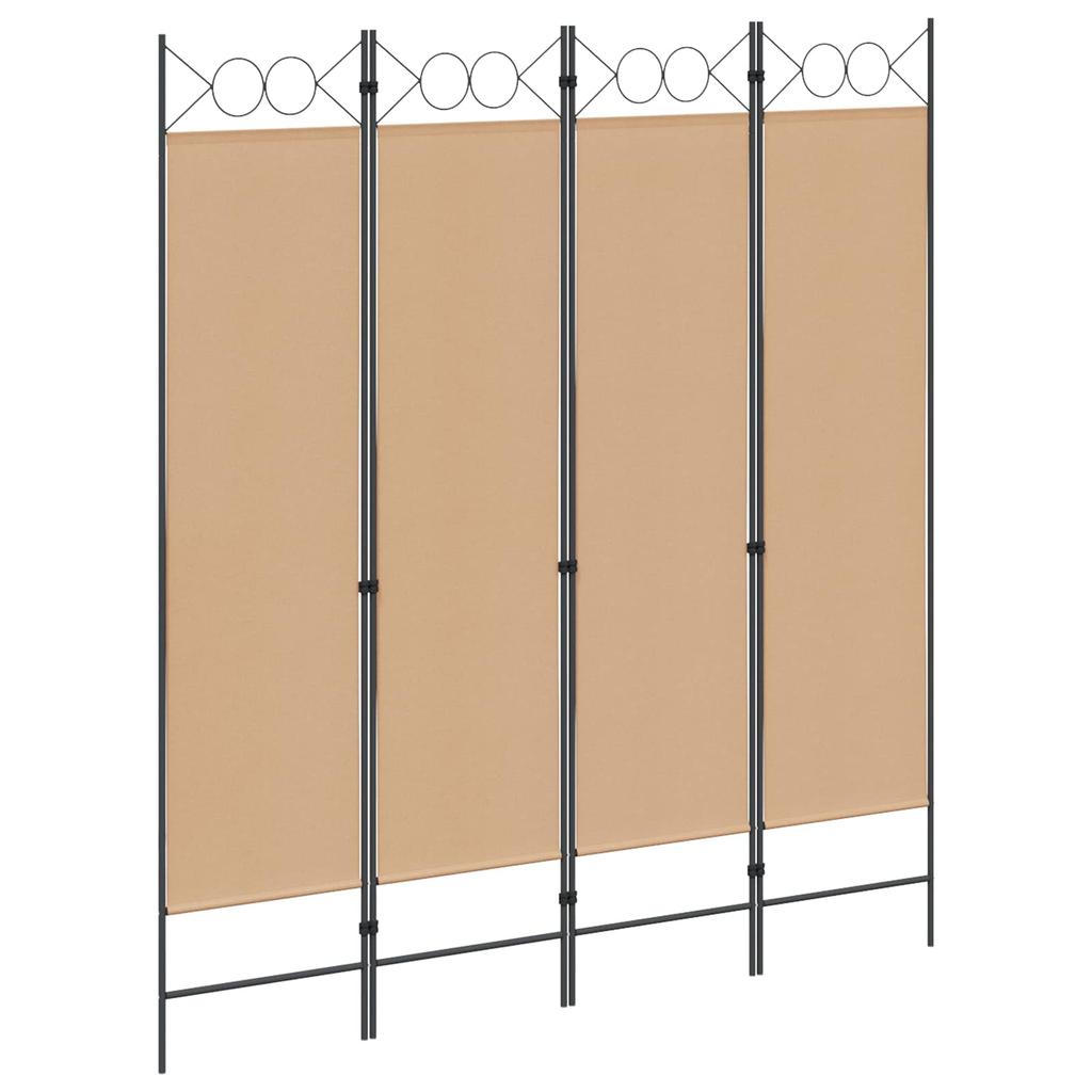 4 Panel Room Divider Beige 160 X 180 Cm Fabric