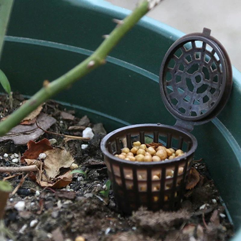 10 Pieces Fertilizer Basket Nutrition Cup Small Bonsai Fertilizer Box with Lid for Plant Gardening Offices Courtyards Balconies