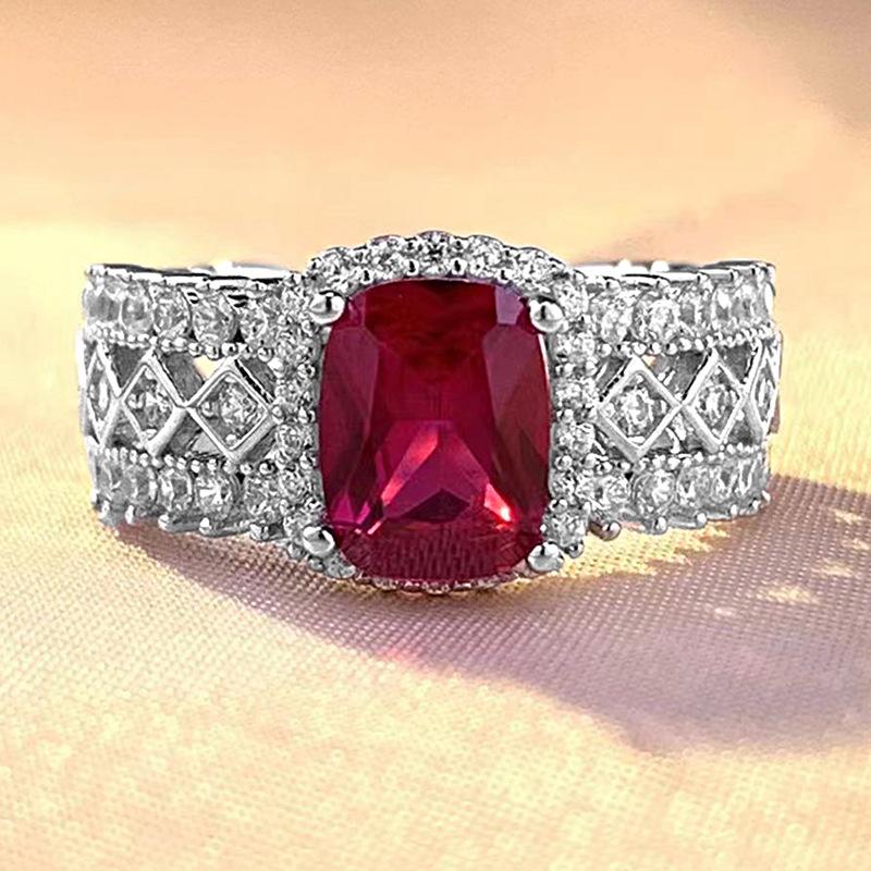 

Zhuo Zhifan 2023 S925 Silver Pigeon Blood Red Ring with High Carbon Diamonds - Women s Luxury Fashion Accessory Size 7 красный/алмаз