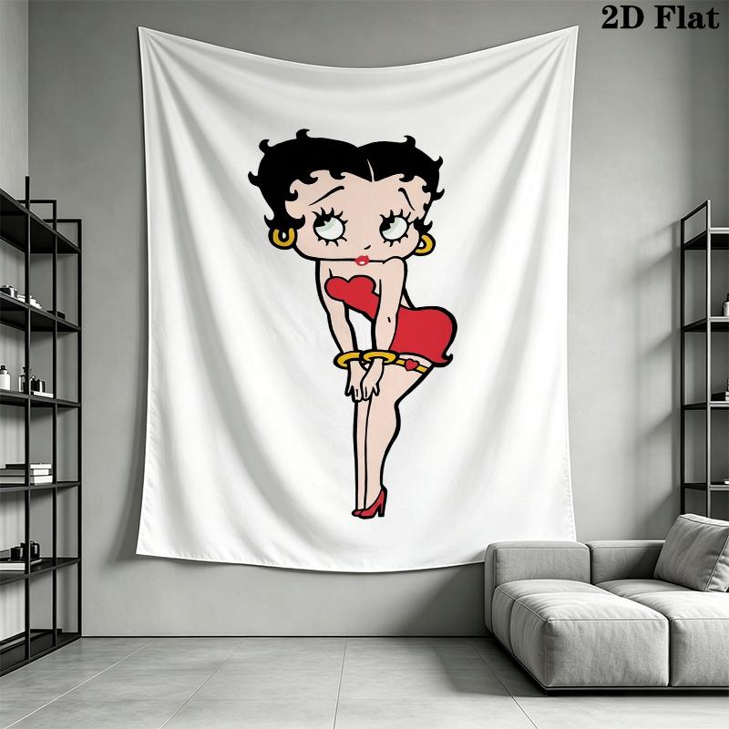 betty boop Wall Tapestry Aesthetic Wall Hanging Printed Fabric Blanket Decorative Tapestries for Bedroom Living Room Home Decor