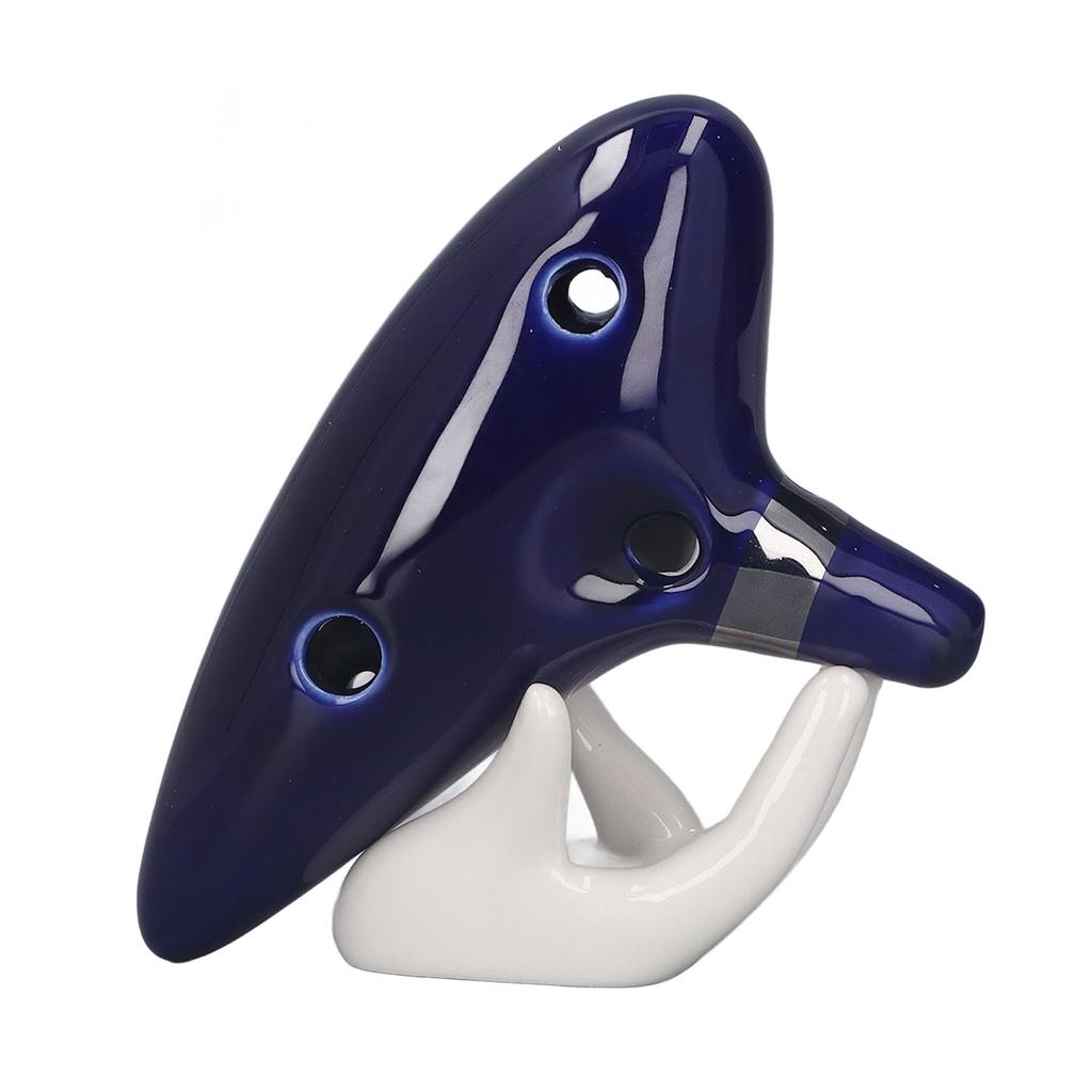 12 Sound Hole Alto C Ocarina Ceramic Ocarina Instrument Kit with Hand Holder and Musical Score Blue