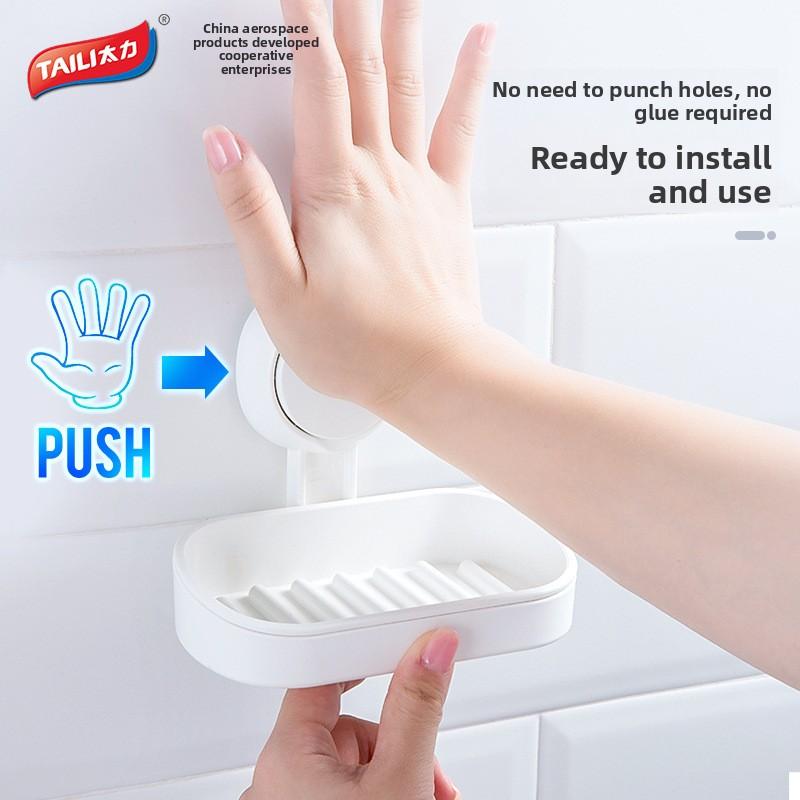 Suction Cup Soap Box Punch-free Vacuum Suction Cup Drain Bathroom Toilet Wall-mounted Suction Cup Rack Hanging