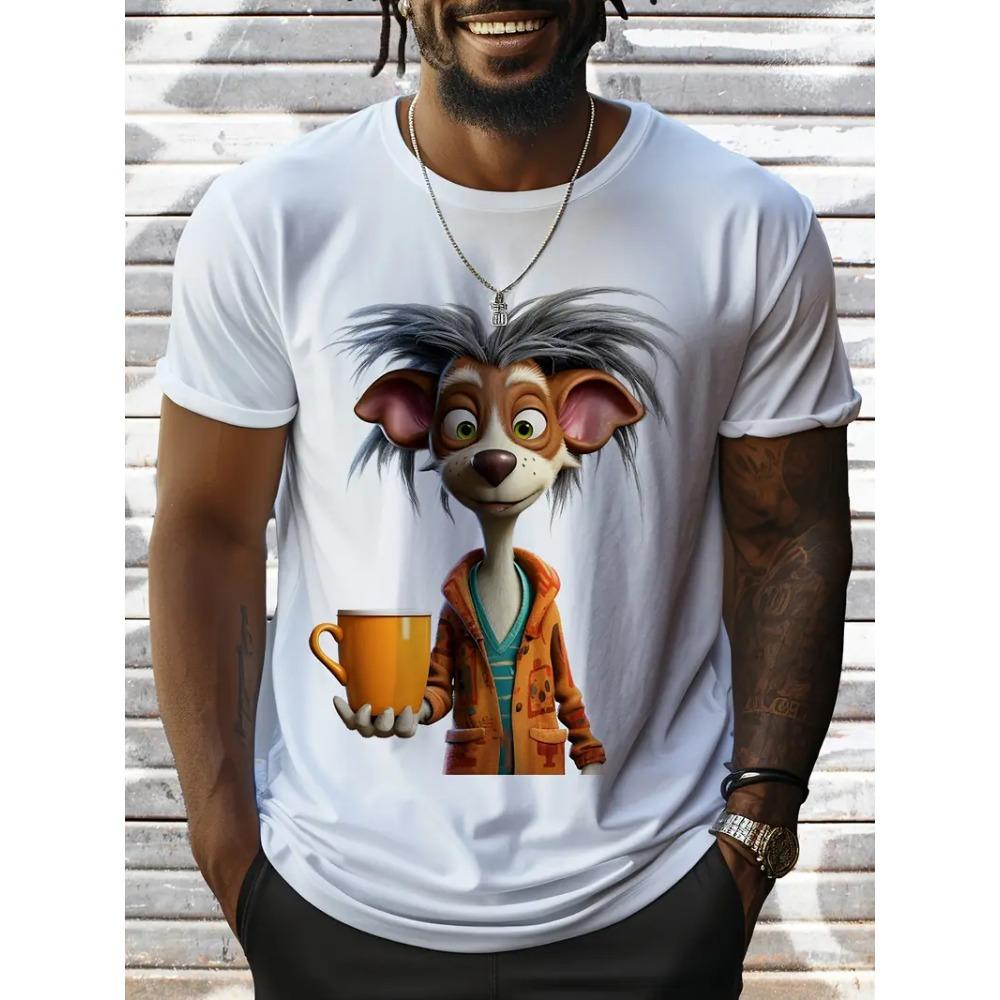 Sommer Herren Outdoor Freizeit Atmungsaktives T-Shirt Kurzarm Cartoon Tier 3D Gedrucktes Muster Groß Übergröße Locker Herren Kinder T-Shirt