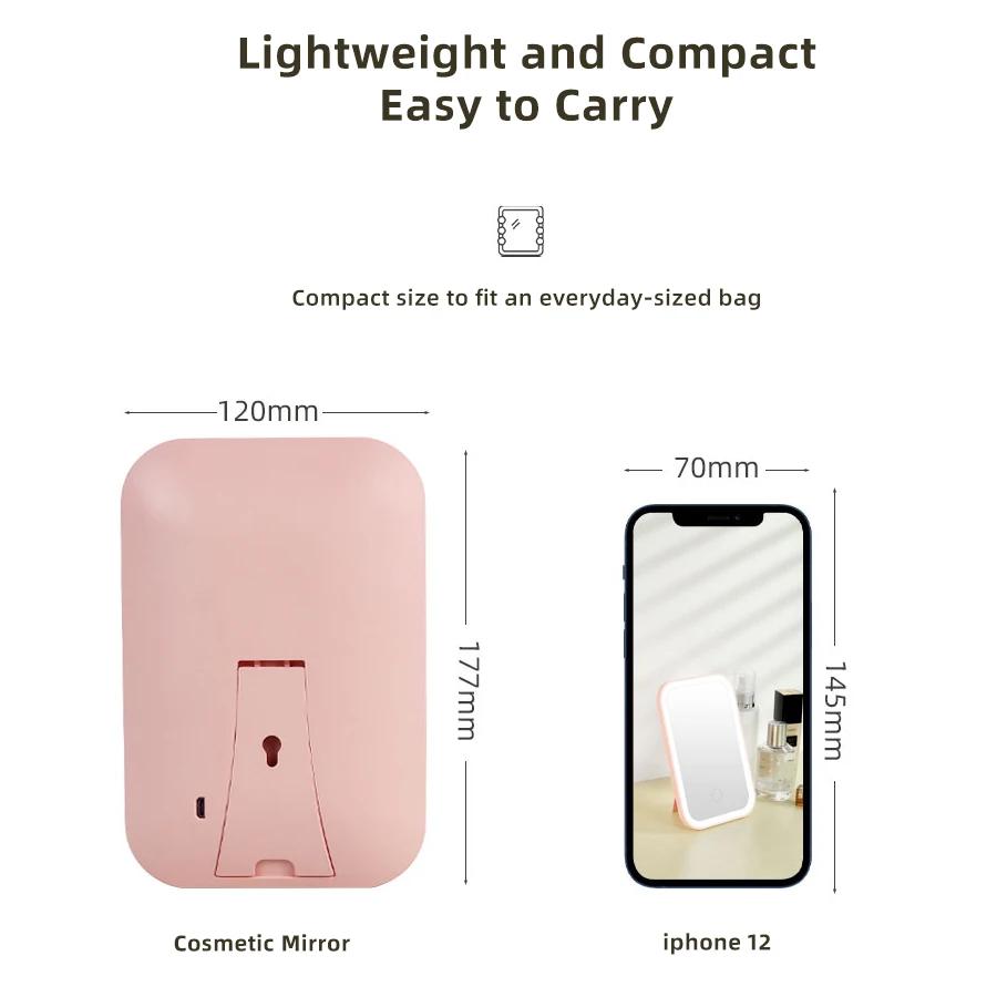 Makeup Mirror With Light White LED Daylight Vanity Mirror Detachable/Storage Base 3 Modes Mirror With Light Gift USB Cable