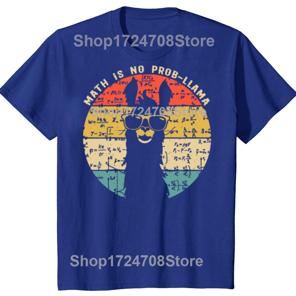 Funny Math is No ProbLlama Math Llama Teacher T Shirts Cotton Streetwear Short Sleeve Birthday Gifts Summer Style Tshirt