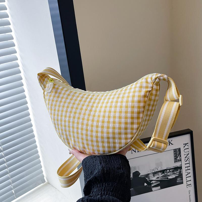 2025 summer new messenger bag women's daily fashion casual versatile shoulder bag plaid dumpling bag