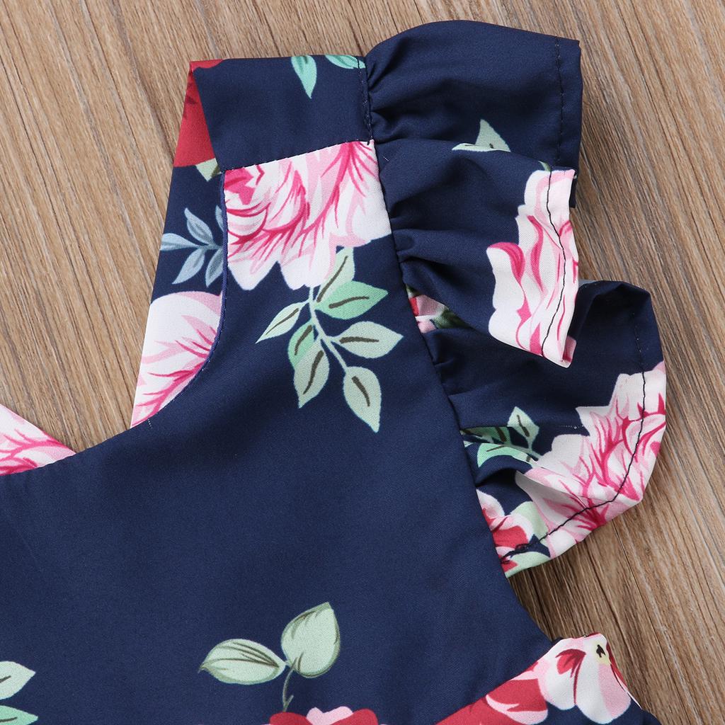 Toddler Kids Baby Girls Flower Ruffle Dress Summer Party Backless Floral Sundress Beachwear Overall Skirt Clothes Outfits