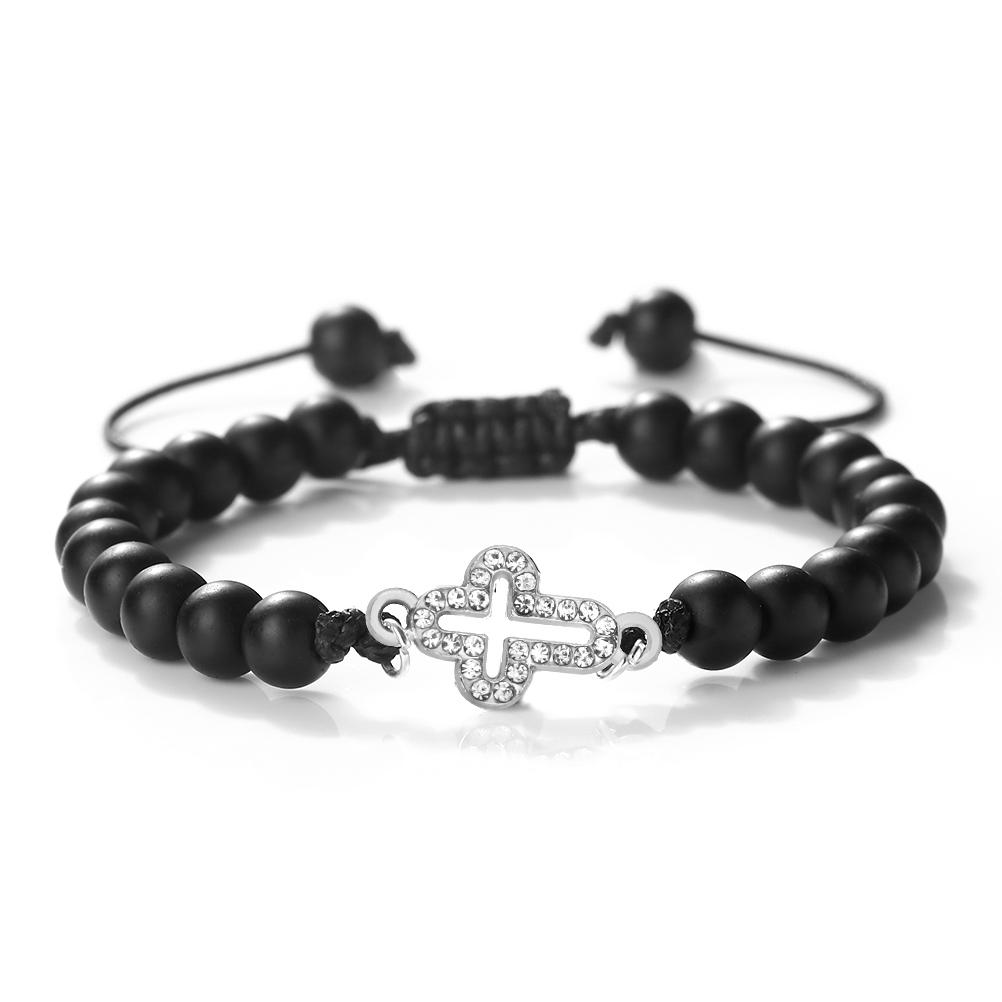 6mm Black Matte Bracelet Hollow Out Cross Pendant For Men And Women Catholic Christian Gothic Necklace Chain Unisex Jewelry Gift