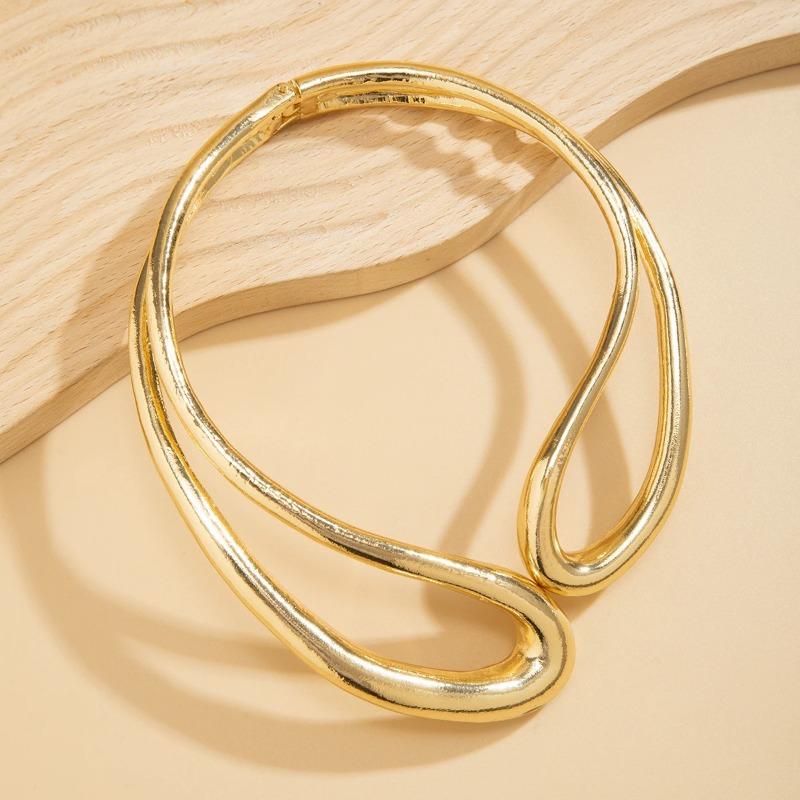 Exaggerated Heavy Metal Big Open Torques Choker Necklace fot Women Goth Adjustable Chunky Chain Grunge Jewelry Steampunk Men New