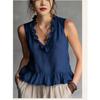 2026New Spring and Summer Sleeveless Ruffle Hem Women's Blouse