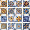 Shopee Printed Throw Pillow Cover Yellow and Blue Geometric Mid-century Retro Abstract Throw Pillow Home Sofa Cushion Cover