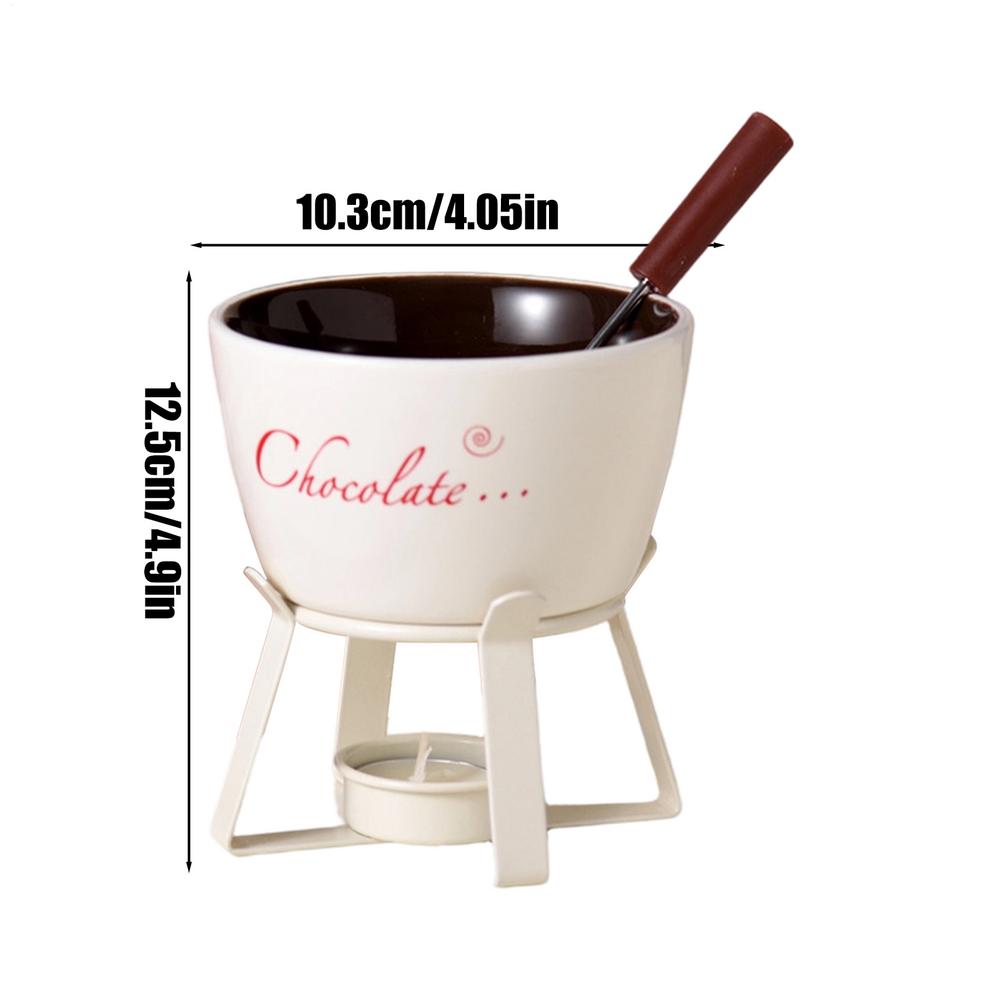 Chocolate Fondue Cup With Fork Ceramic Kitchen Gadgets Chocolate Melting Cup Mini Fondue Set For Christmas Birthday Party