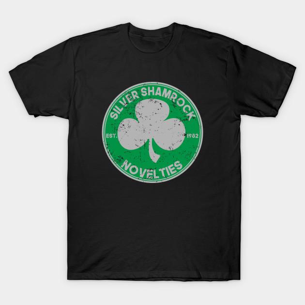Men Black Print T-shirt Silver Shamrock Novelties No-Cut Transfer Paper Print Cotton Tshirt 3XL