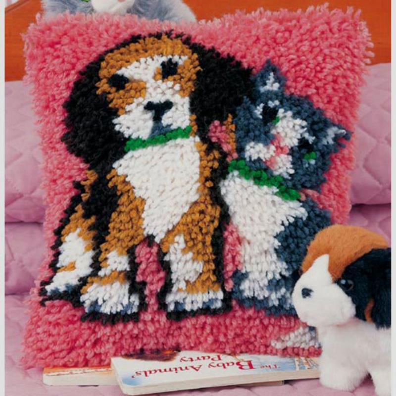 Animal Cartoon Latch Hook Pillow Smyrna Package Hooks Hand Knitted Embroidered Pillow Carpet Embroidery Set Latch Hook Rug Kits