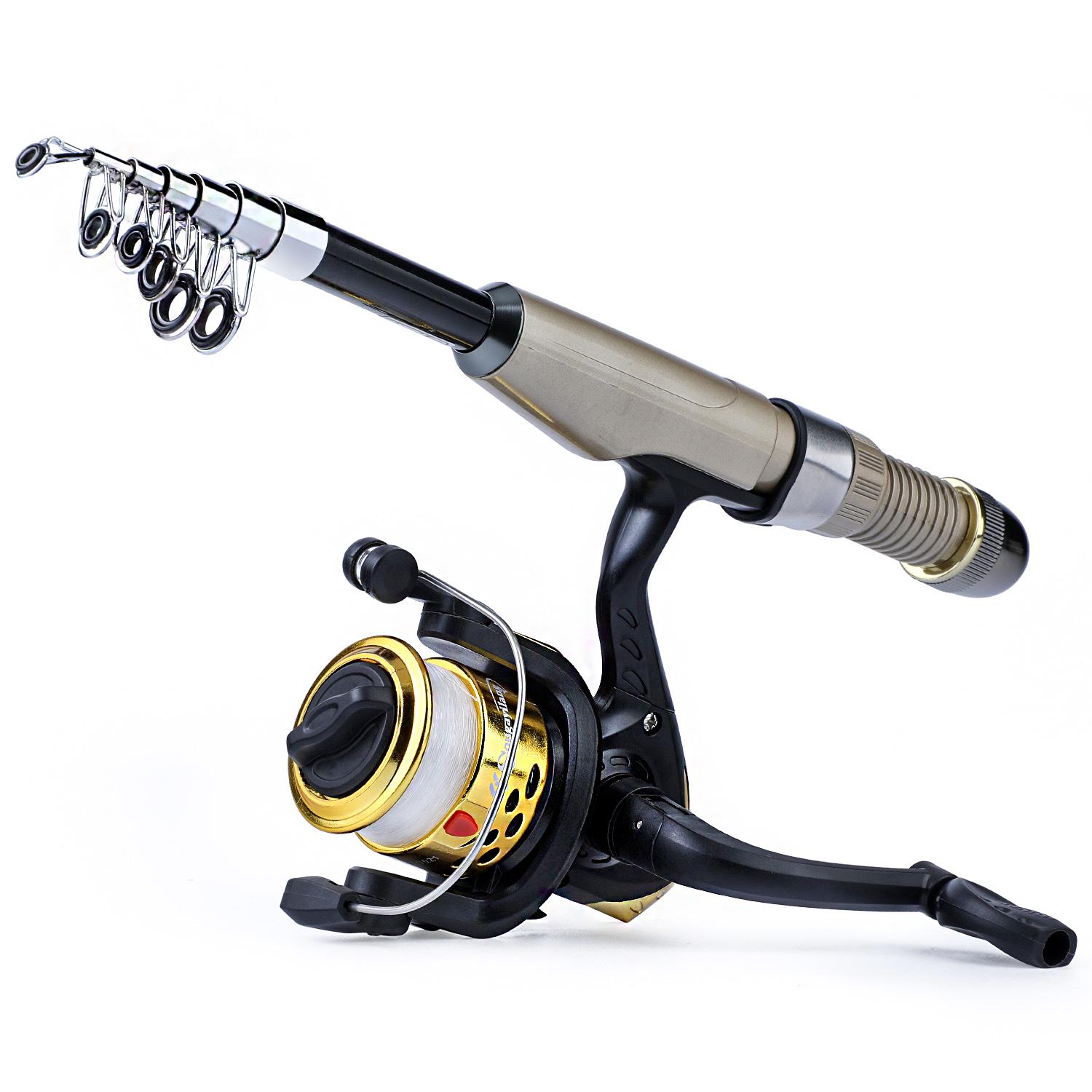 

Удочка Sougayilang, набор спиннинговых рыболовных катушек, телескопическая удочка и передаточное число 5,2:1, 2 + 1BB, рыболовная катушка золотой