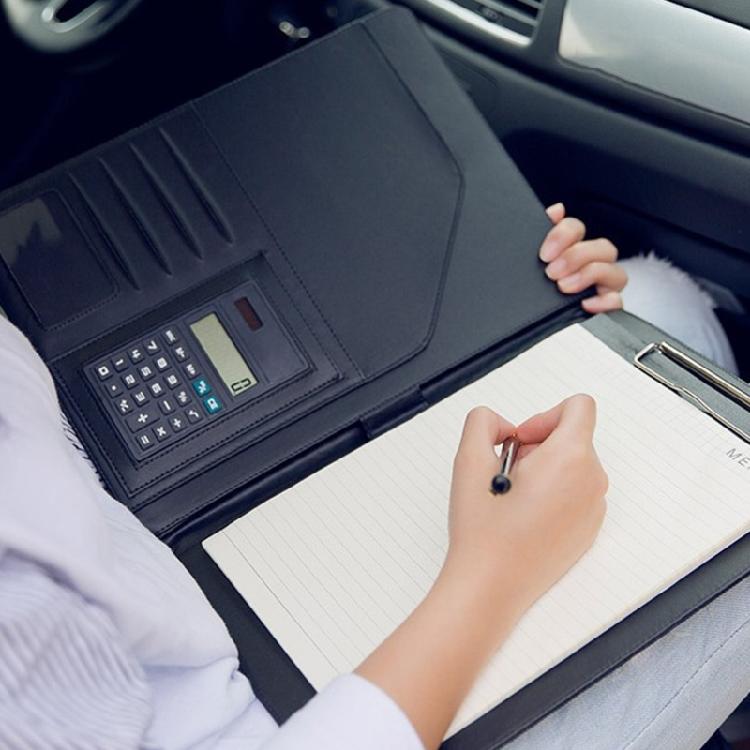 PU Leather Conference Folder with Clipboard Multiple Pocket Card Pocket Pen Slot Clipboard Business Document File Folder