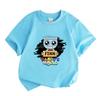 Kids Boys Girls 100% Cotton Short Sleeve Crew Neck T-Shirt, Cute Cartoon Blue Character Print Casual Soft Breathable Tee for Daily Wear, Home and Outd