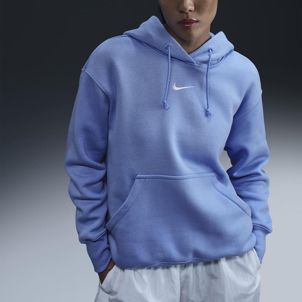Nike Sportswear Phoenix Fleece Swoosh Solid Color Loose Comfortable Long Sleeve Hoodie Women Hoodies Pulse-Gem-Blue DQ5861-494