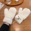 A pair of girls' plush cute bear claw warm baseball gloves, soft, suitable for anime cosplay, plush Christmas party accessories for women