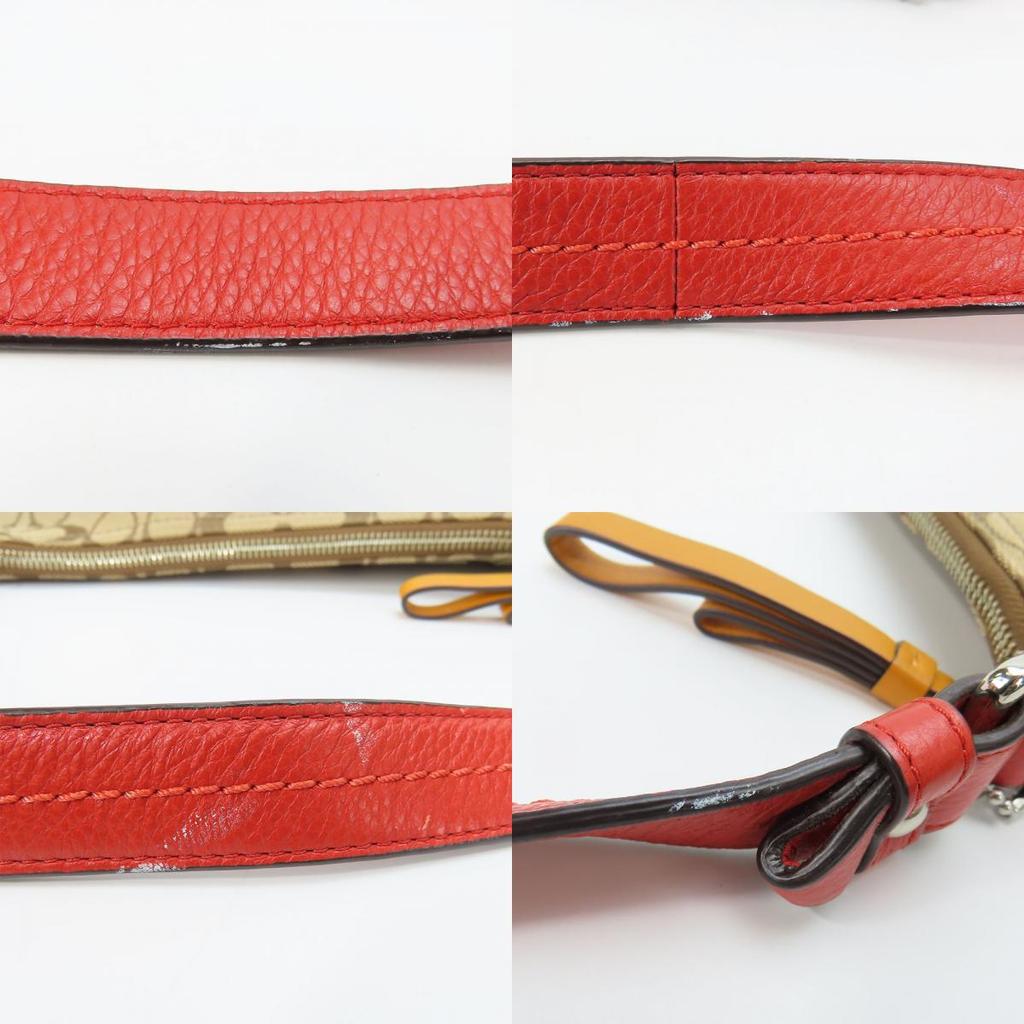 Used COACH Shoulder Bag F24028 Signature canvas/leather Red Brown Diagonally hung
