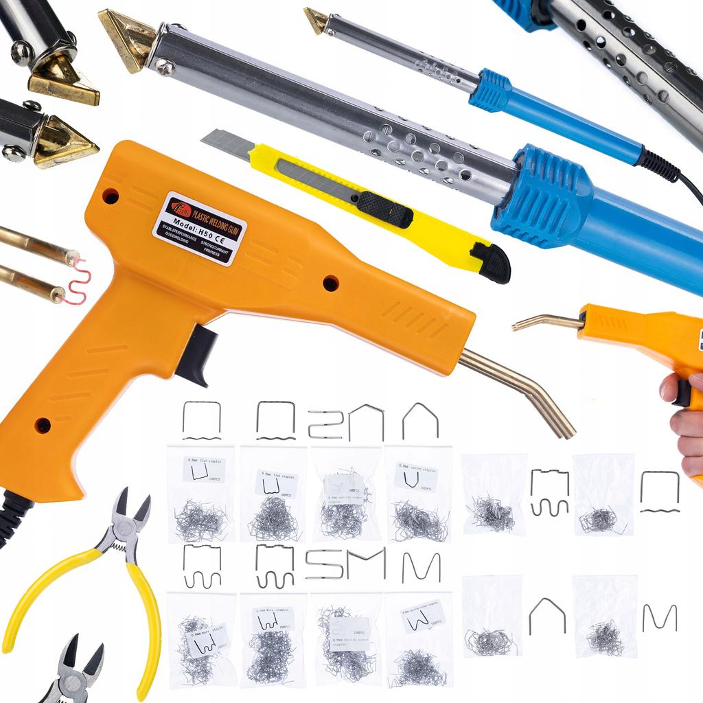 Rosfix Lutownica Typu Żelazko 80W BL80W + Zszywacz do Plastiku w Walizce – Wszechstronność Zastosowania | 200 Zszywek | 8 Rodzajów Zszywek 800szt.