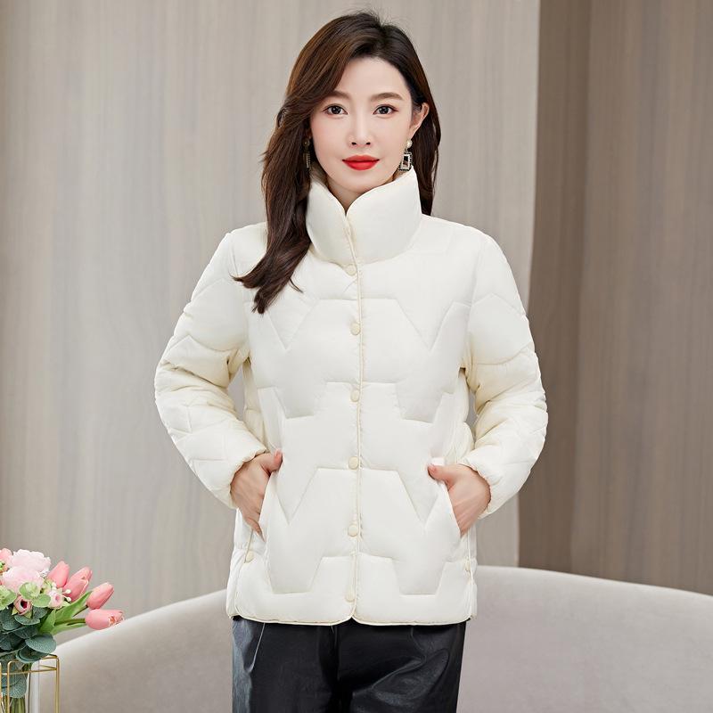 Short down cotton clothes women's autumn and winter new fashion large size foreign style stand-up collar buckle light cotton coat