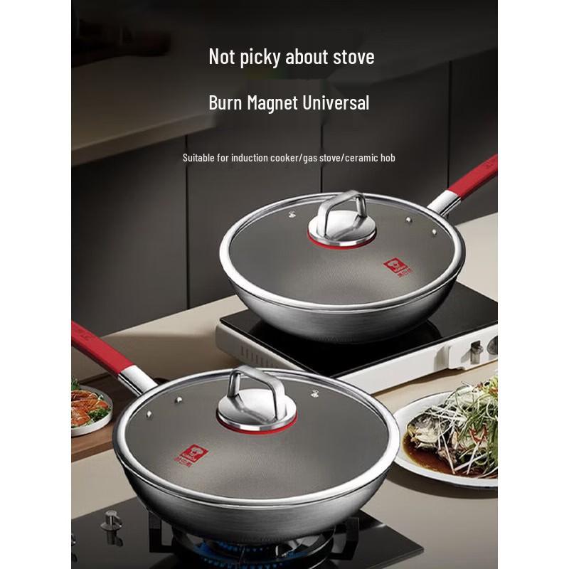 KOBACH 32cm Pure Titanium Non-stick Flat-Bottom Wok