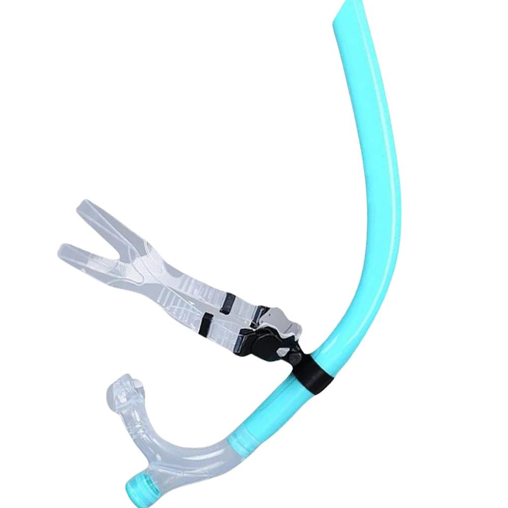 Center-Mount Front Mouthpiece Silicone Swimming Front-Breathing Tube Comfortable Snorkel Diving Tube for Adult Youth Kid