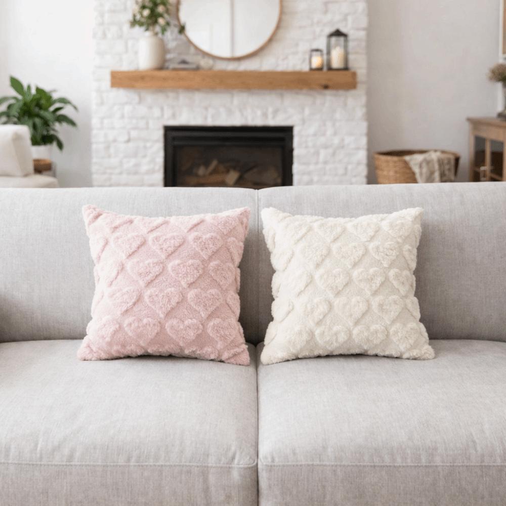 45*45 CM Heart Plush Pillow Cover Soft Throw Pillow Cover Embroidery Pillowcase  Gift