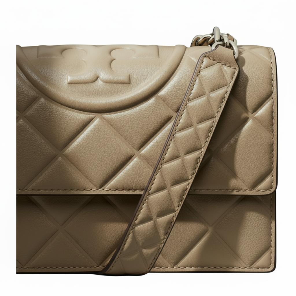 Tory Burch Fleming Adjustable Chain Leather Shoulder Bag Small Soft Cement Women Shoulder Bag 164800-022