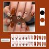 Fall Press On Nails Medium Almond Brown Fake Nails with Pumpkin Plaid Designs Thanksgiving Nails Press Ons Cute Artificial Gel Acrylic Glue On Nails