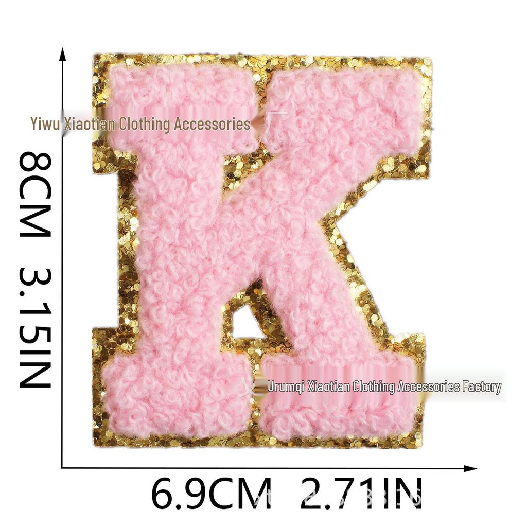Roaring Sky Chenille Gestickter Englischer Buchstabe Aufbügler, 8cm