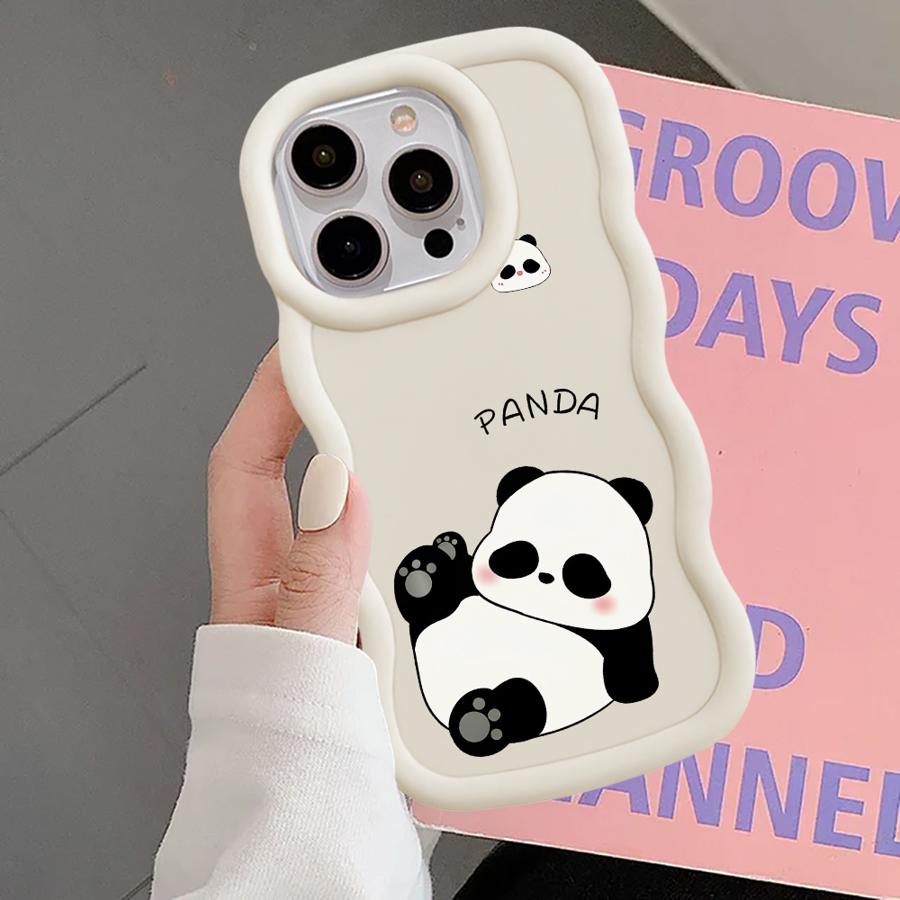 Cartoon Panda Case for iPhone 12 11 14 8 16 Pro Max 15 Plus XR 13 17 Air Soft Phone Cover