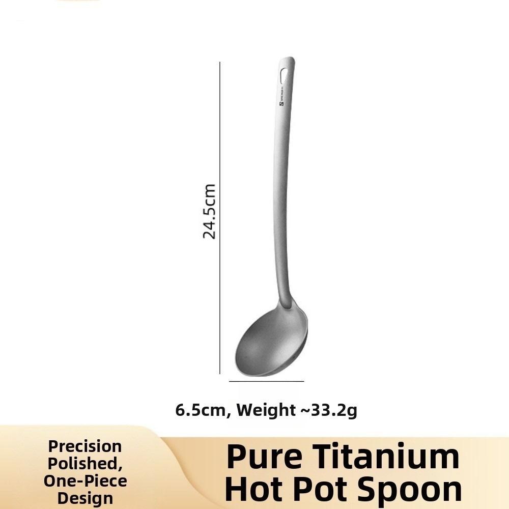 

Long Handle Outdoor Soup Ladle Skimmer Kits Anti slip Heat-resistant Titanium Food Strainer Lightweight