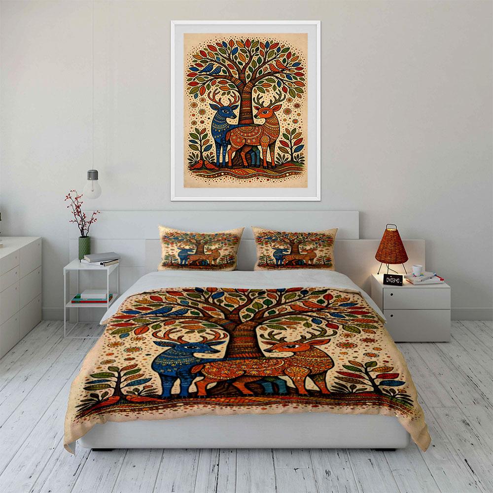 Colorful Tree and Deer. Bedding Sets Duvet Cover Sets Duvet Covers Pillowcases(1 * Duvet Cover 2 * Pillowcases Without Duvet Insert)