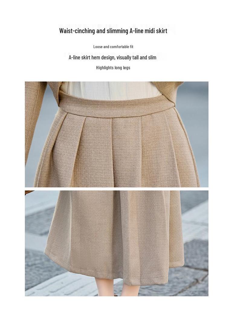 Chic Spring 2025 Small Fragrant Style Suit: Single-Breasted Jacket and Semi-Skirt Dress Set (Y2510)