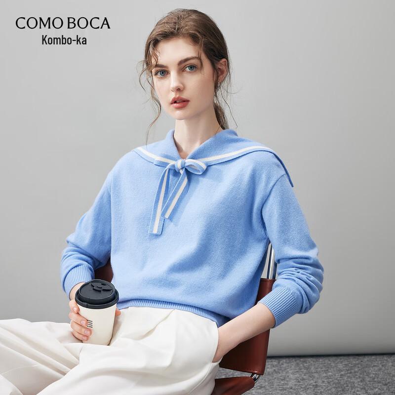 Women's 2025 A/W Academy Style Cashmere Navy Collar Sweater